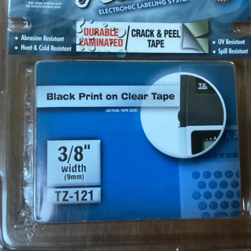 Brother TZ-121 P-touch Electronic Labeling System Tape 3/8” width (9mm)